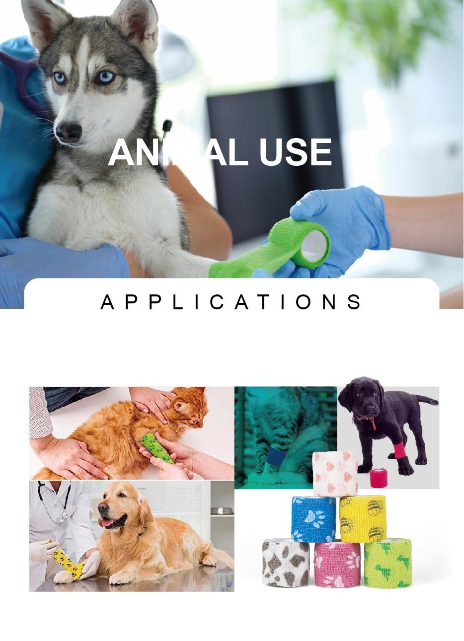 Self-Adhesive Flexible Wrap Cotton Vet Elastic Cohesive Bandage for Dog Pets Animals