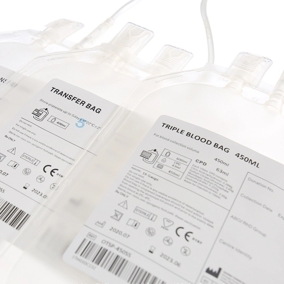 Medmount Medical Disposable Sterile PVC 150ml/ 250ml/ 350ml/ 450ml/ 500ml Single/ Double/ Triple/ Quadruple Blood Collection Bag