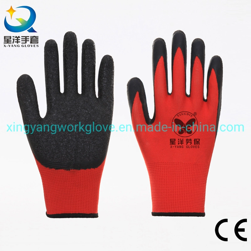 Surgical 13G Polyester Liner with Crinkle Latex Coated Safety Anti-Static Gloves with CE Certificated