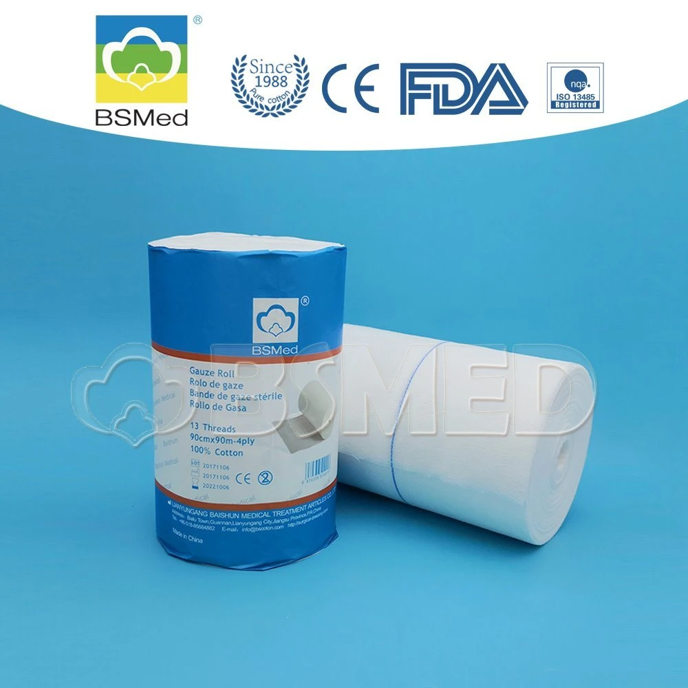 100% Cotton Medical Absorbent Gauze Roll Wound Dressing Gauze Roll with FDA Certified