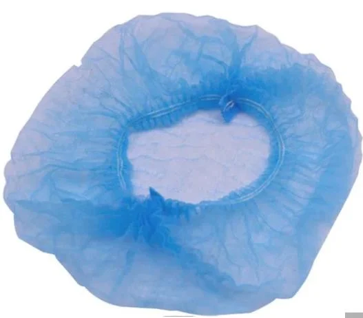 Non-Woven Fabrics Blue Medical Head Cap Disposable Bouffant Caps Soft