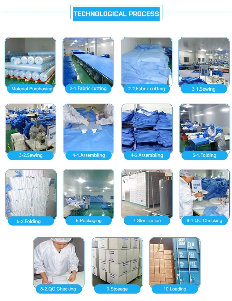 Disposable PP Non-Woven Surgical Gown, SMS Isolation Gown for Visitors