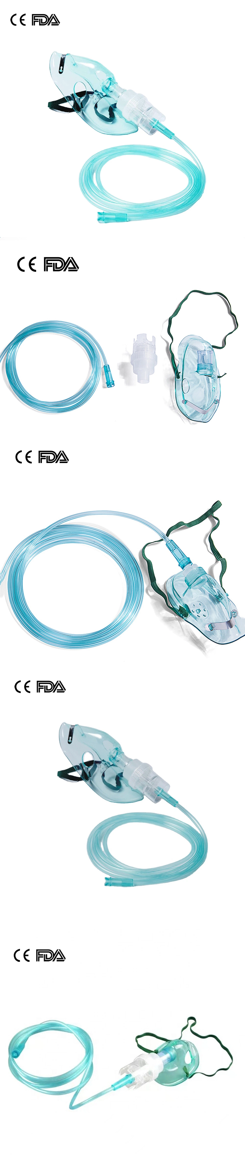 High Quality Medical Portable PVC Nebulizer Mask with Oxygen Tube Size S, M, L, XL with 10cc Nebulizer Cup for Hospital Green