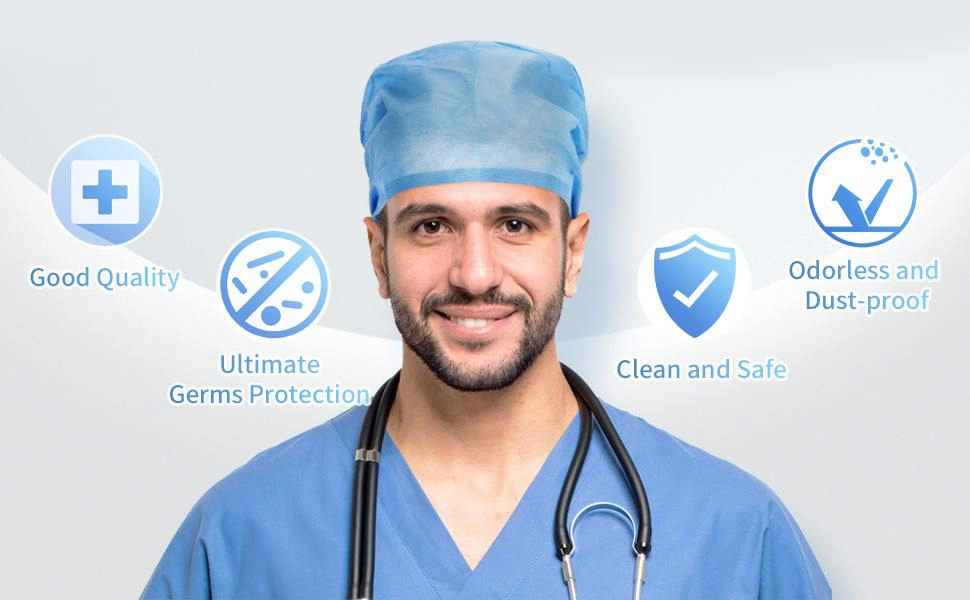 Disposable Medical Non-Woven Doctor Cap with Tie on