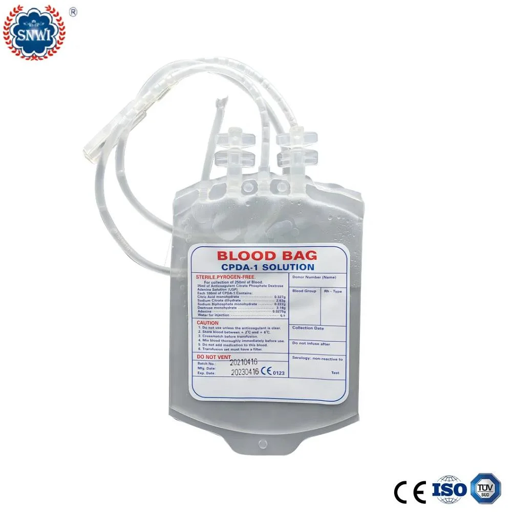 CE GMP Approved Disposable Medical PVC 450ml Single/Double/Triple/Quadruple Blood Transfusion Bags