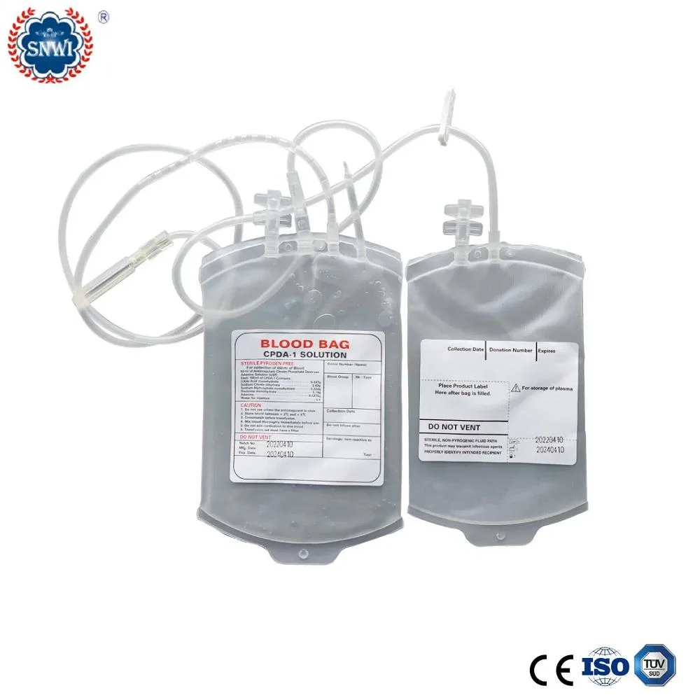 CE GMP Approved Disposable Medical PVC 450ml Single/Double/Triple/Quadruple Blood Transfusion Bags