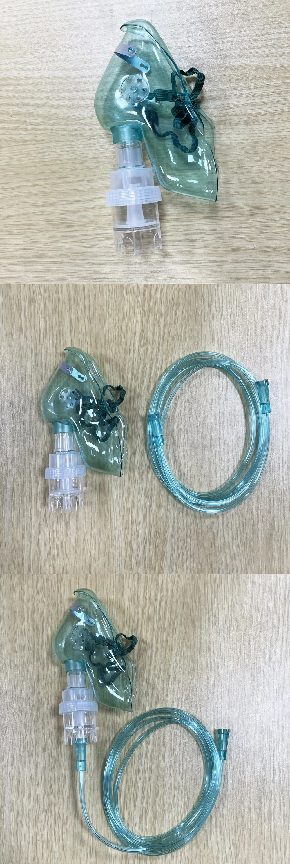 High Quality Medical Portable PVC Nebulizer Mask with Oxygen Tube Size S, M, L, XL with 10cc Nebulizer Cup for Hospital Green