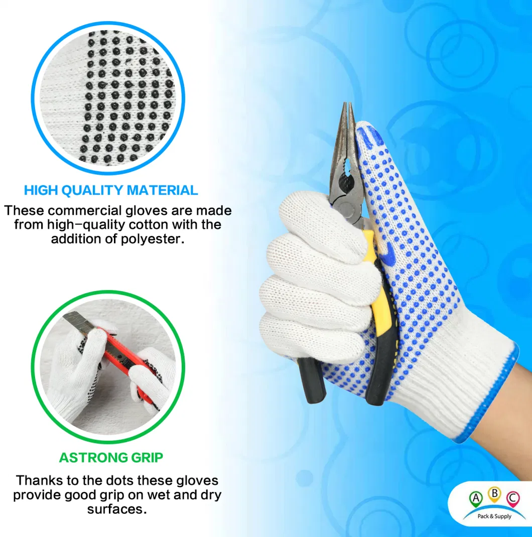 Wholesale Customized Safety/Labor/Work/Working Guantes PVC/Dotted/Dots Cheap Price Cotton Knitted Hand Gloves Industrial/Construction