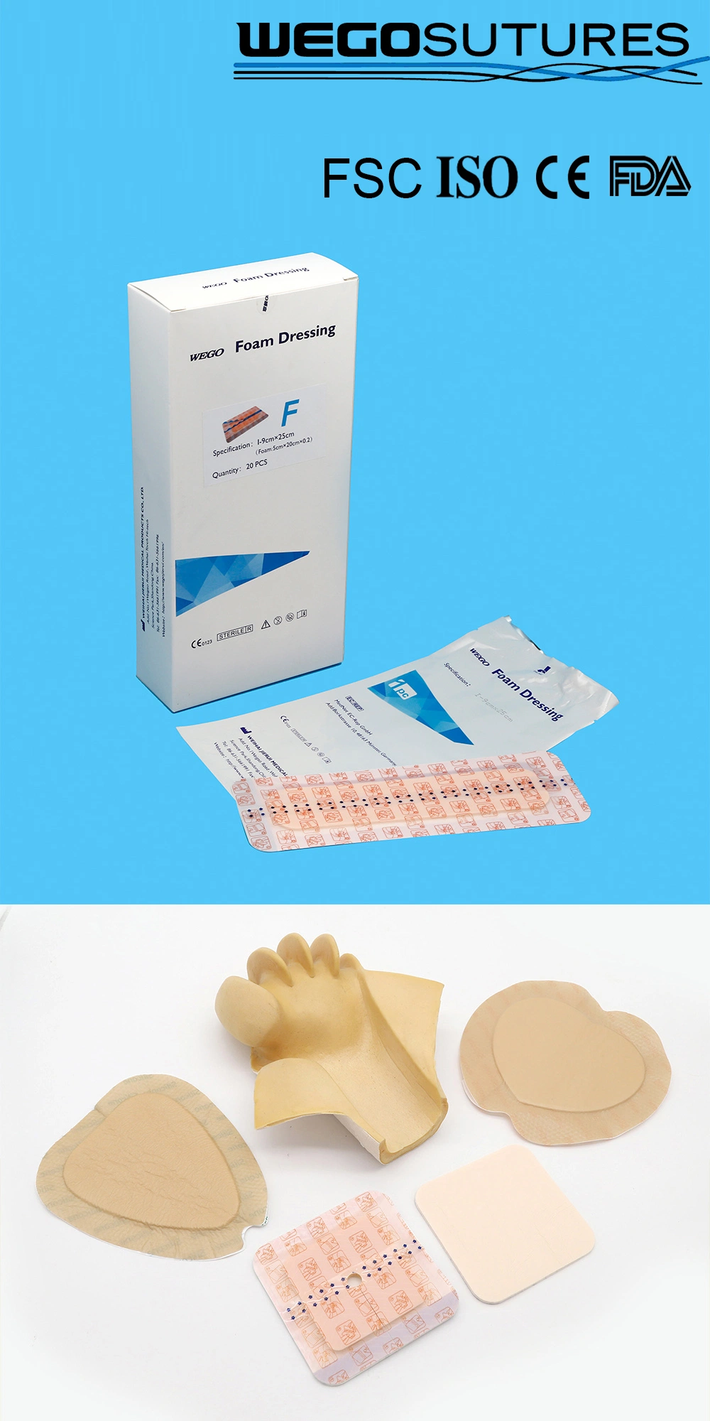 Supper Wound Care Healing Self Adhesive Ultra Absorbent Hydrocellular Sacrum Bedsore Bordered High Absorbency Silicone Gel Foam Wound Dressing