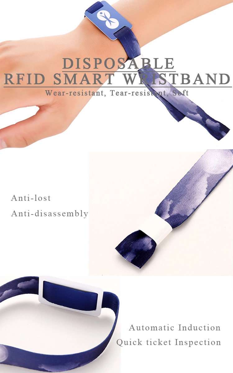 Disposable Woven Bracelet with RFID Card for Identification Waterproof