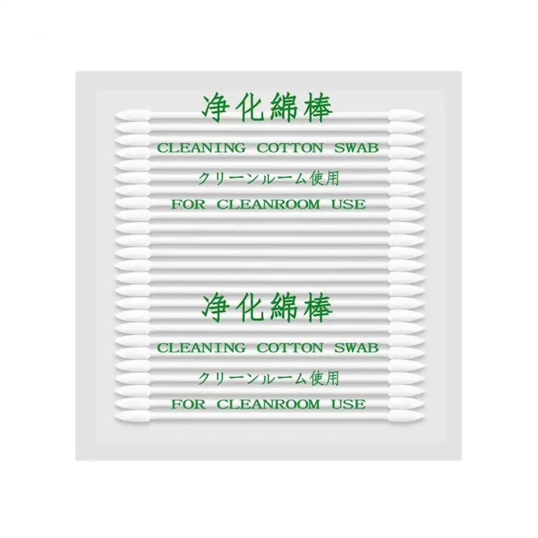 Double Shape Head Paper Stem Industrial Cotton Lens Cleaning Swab Huby 340 Lint Free Cleanroom Fibre Optic Swab