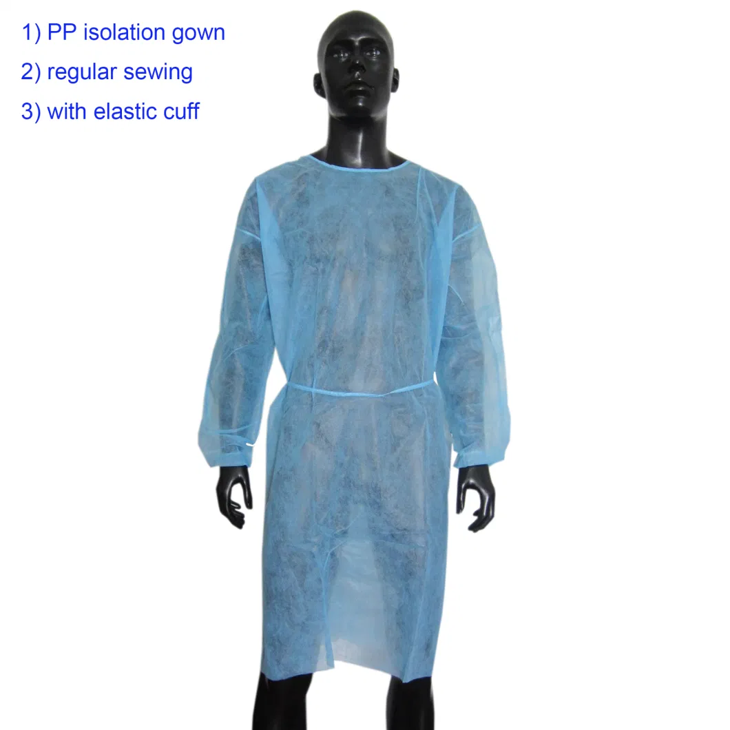 Disposable PP Non-Woven Surgical Gown, SMS Isolation Gown for Visitors