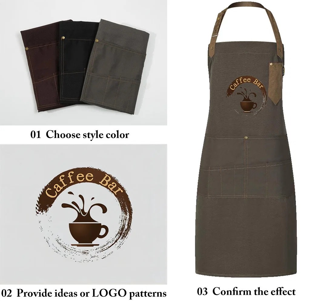 Ss-211 Polyester Cotton Solid Color Plastic Button Apron A40 200g