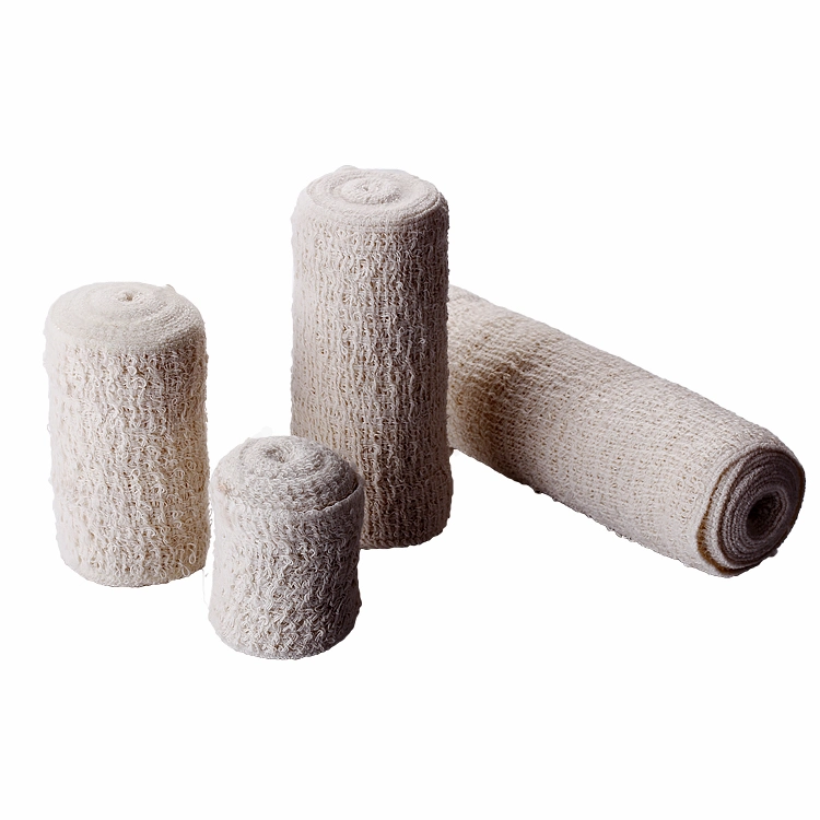 Medical Unbleached Soft Breathable Elastic Spandex Cotton Crepe Bandage
