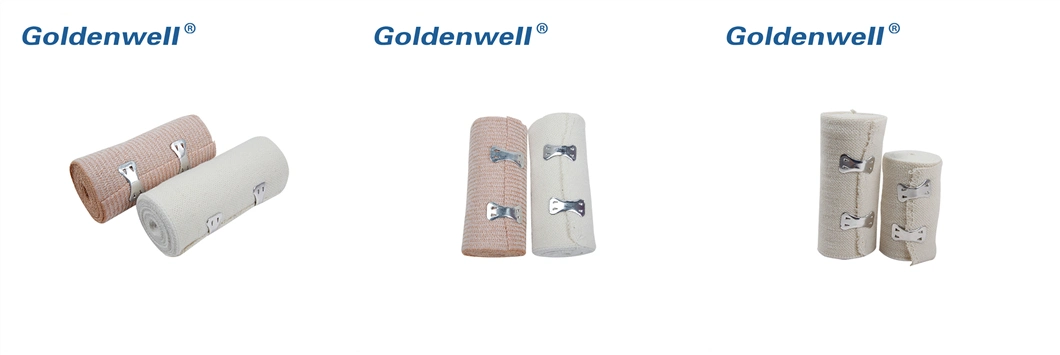 Medical Elastic Crepe Bandage with Two Metal Clips