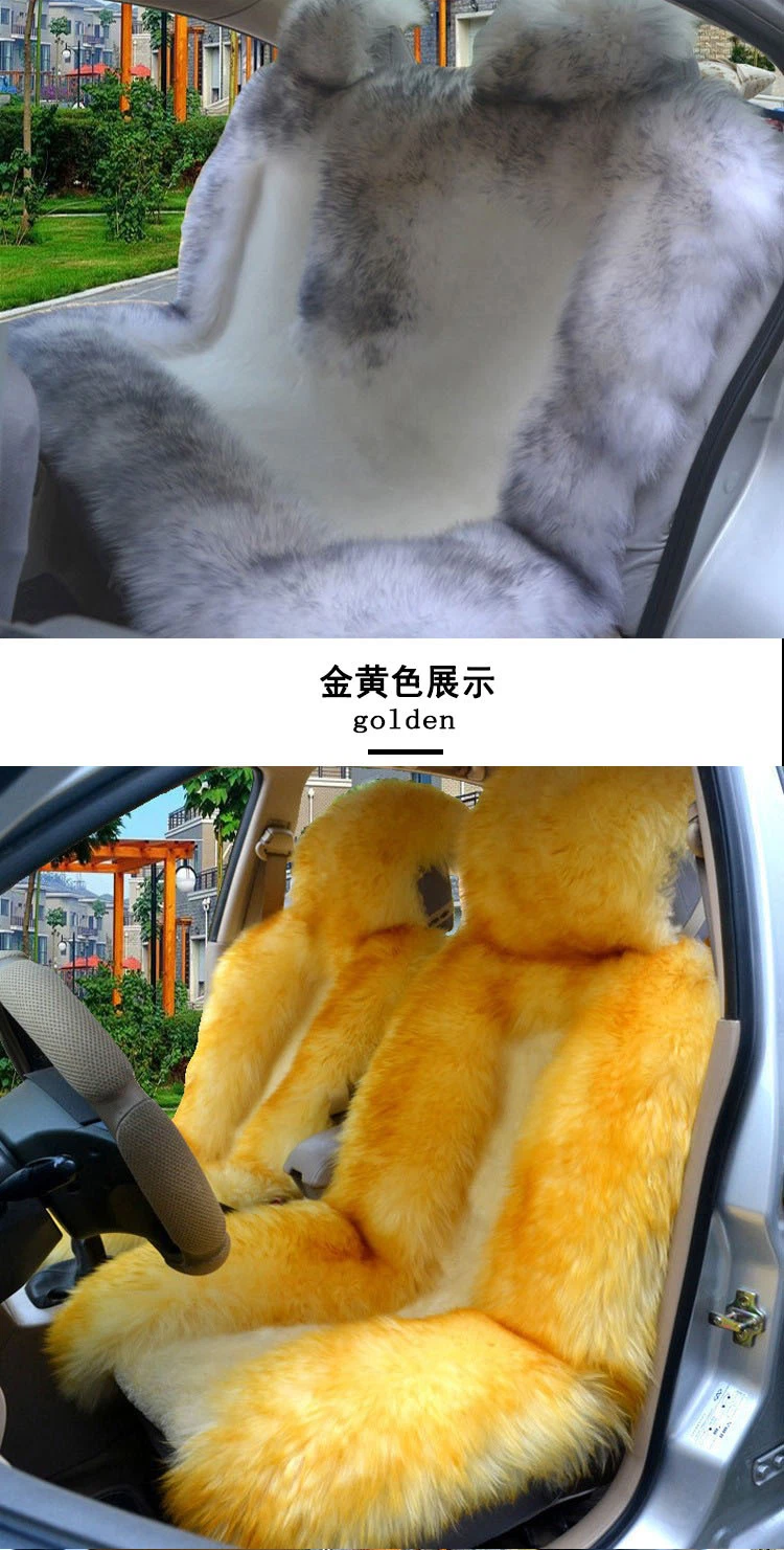 Luxury Warm Australia Real Lambskin Wholesale Fashion Long Fur Wool Sheepskin Car Seat Cushion Covers Car Fur Seat Cover