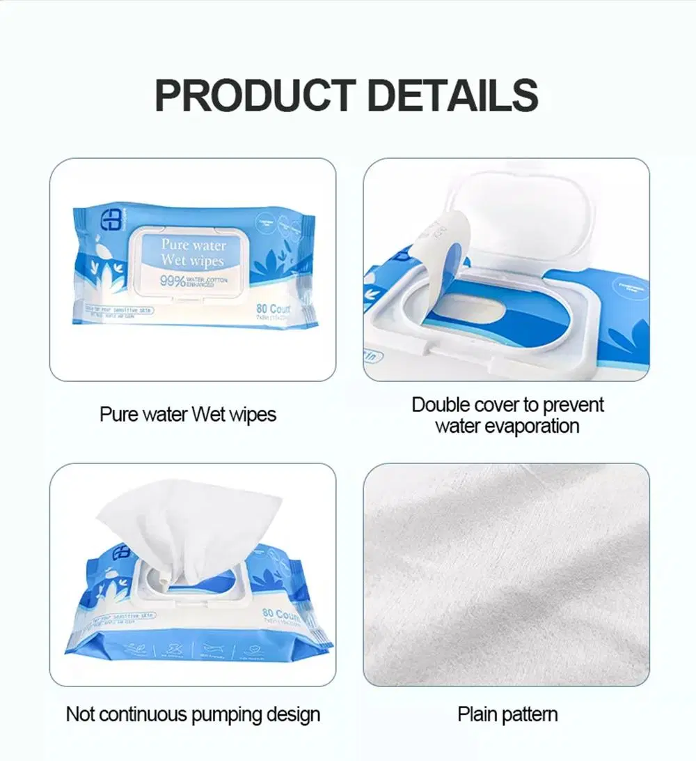 Disposable Wholesale Customized Soft Cotton Eco-Friendly Pure Water Baby Wet Wipe
