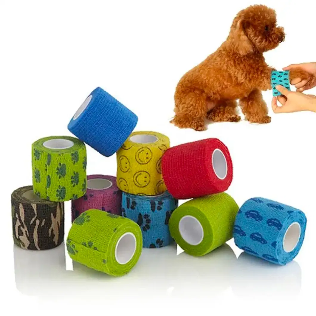 Custom Non Woven Pet Bandage Athletic Sports Tape Self Adhesive Vet Wrap Cohesive Elastic Bandage