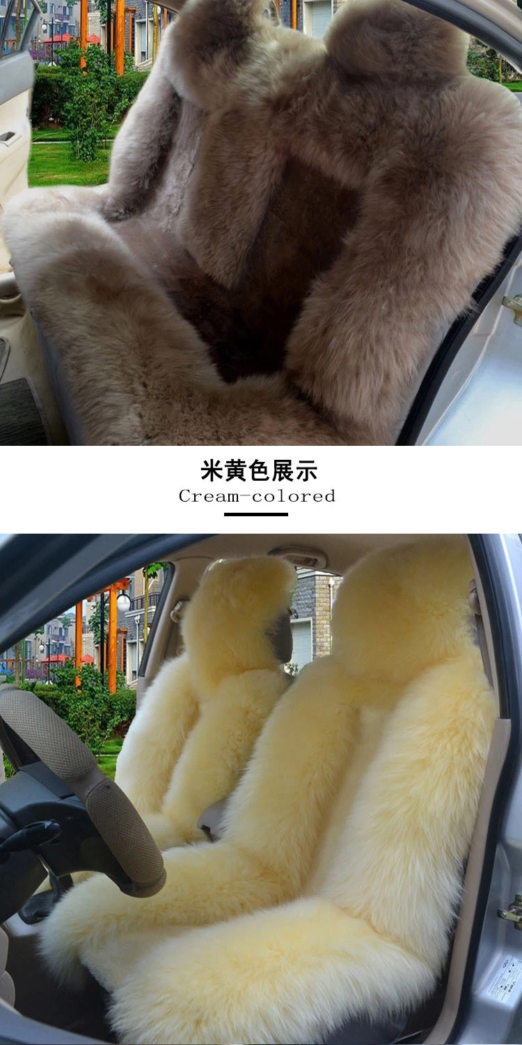 Luxury Warm Australia Real Lambskin Wholesale Fashion Long Fur Wool Sheepskin Car Seat Cushion Covers Car Fur Seat Cover