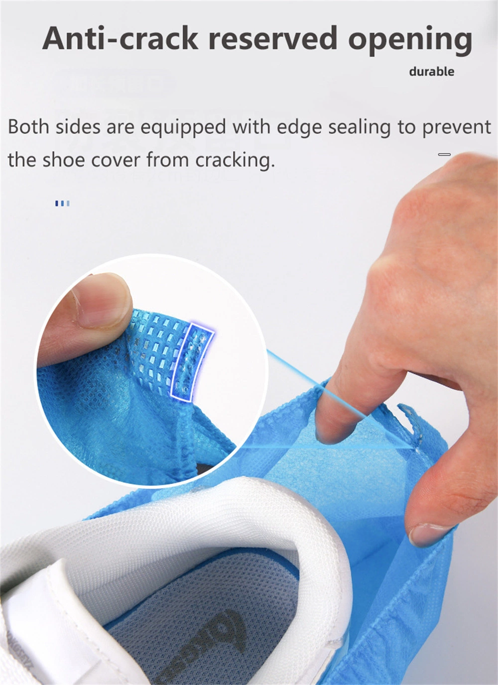 White and Blue Non Woven Fabric Boot Covers for Indoors Breathable Slip Resistant