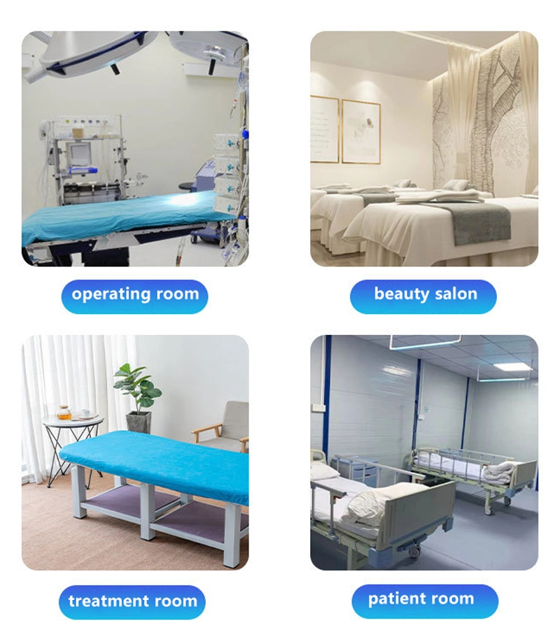 Disposable Nonwoven Bed Sheet Flat Sheet 100% Polypropylene, 100% PP Plain Dyed for Hospital and Hotel 25GSM-50GSM