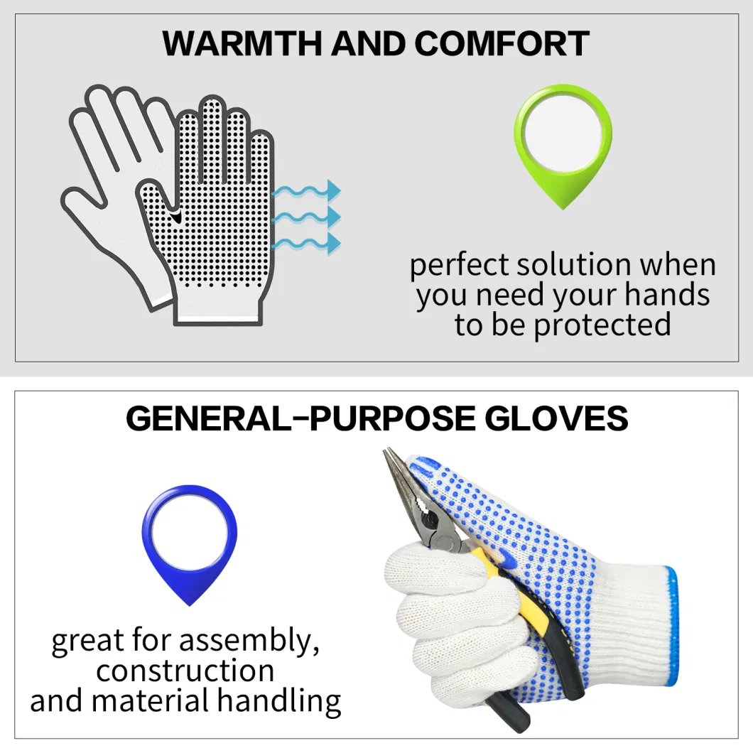 Wholesale Customized Safety/Labor/Work/Working Guantes PVC/Dotted/Dots Cheap Price Cotton Knitted Hand Gloves Industrial/Construction