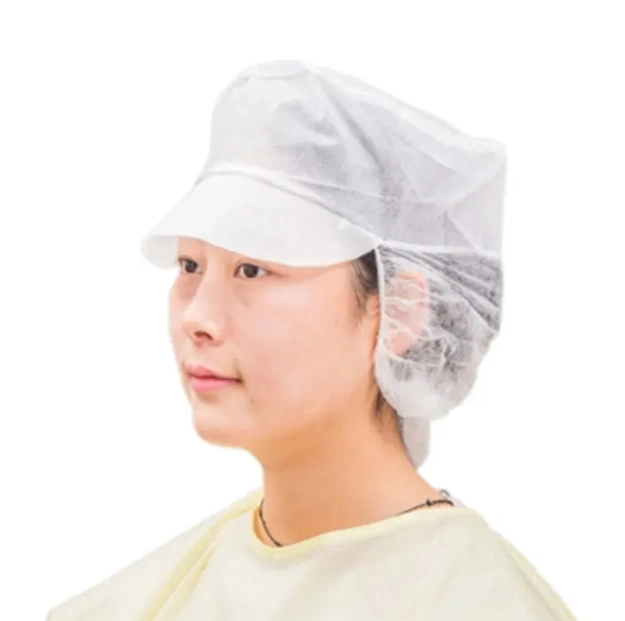 Disposable Peakedsnood Cap Mesh Peaked Bouffant Head Cap Nonwoven Peaked Snood Worker Hairnet for Restaurant