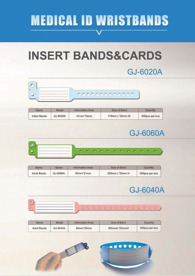 One Time Use Thermal Printing Wristband Medical Bracelets Hospital ID Wristband