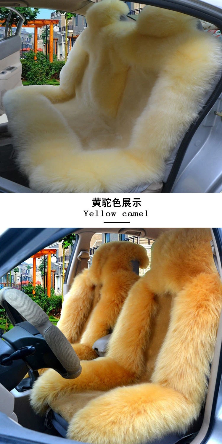 Luxury Warm Australia Real Lambskin Wholesale Fashion Long Fur Wool Sheepskin Car Seat Cushion Covers Car Fur Seat Cover