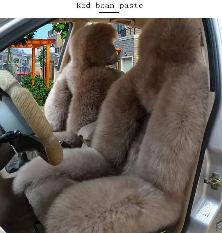 Luxury Warm Australia Real Lambskin Wholesale Fashion Long Fur Wool Sheepskin Car Seat Cushion Covers Car Fur Seat Cover