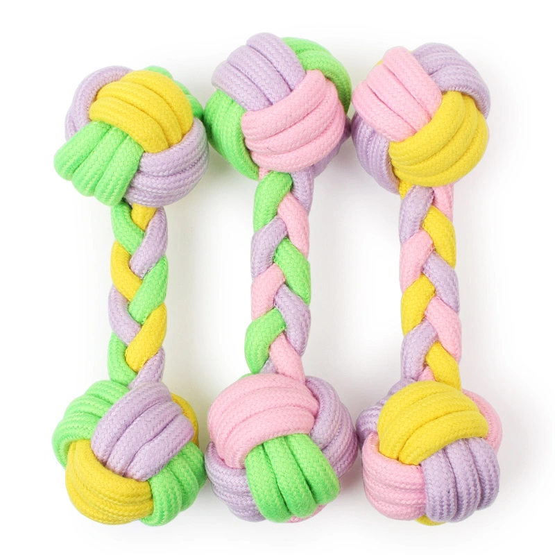 Cat Dog Chew Toy Macaron Cotton Rope Toy Molar Teeth Cleaning Pet Treat Toys Ball with Cotton Rope for Chewing