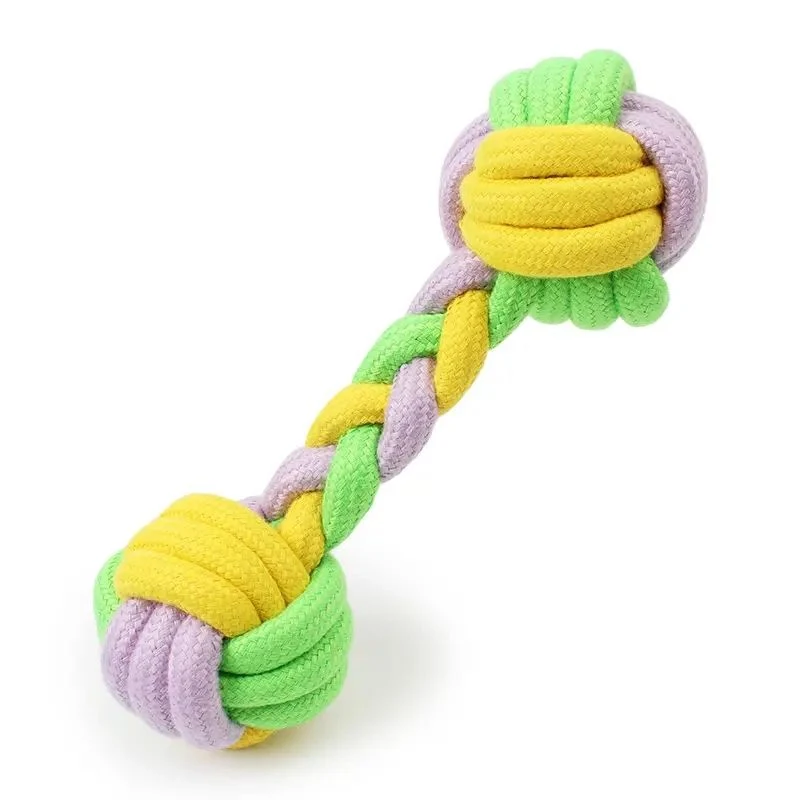 Cat Dog Chew Toy Macaron Cotton Rope Toy Molar Teeth Cleaning Pet Treat Toys Ball with Cotton Rope for Chewing