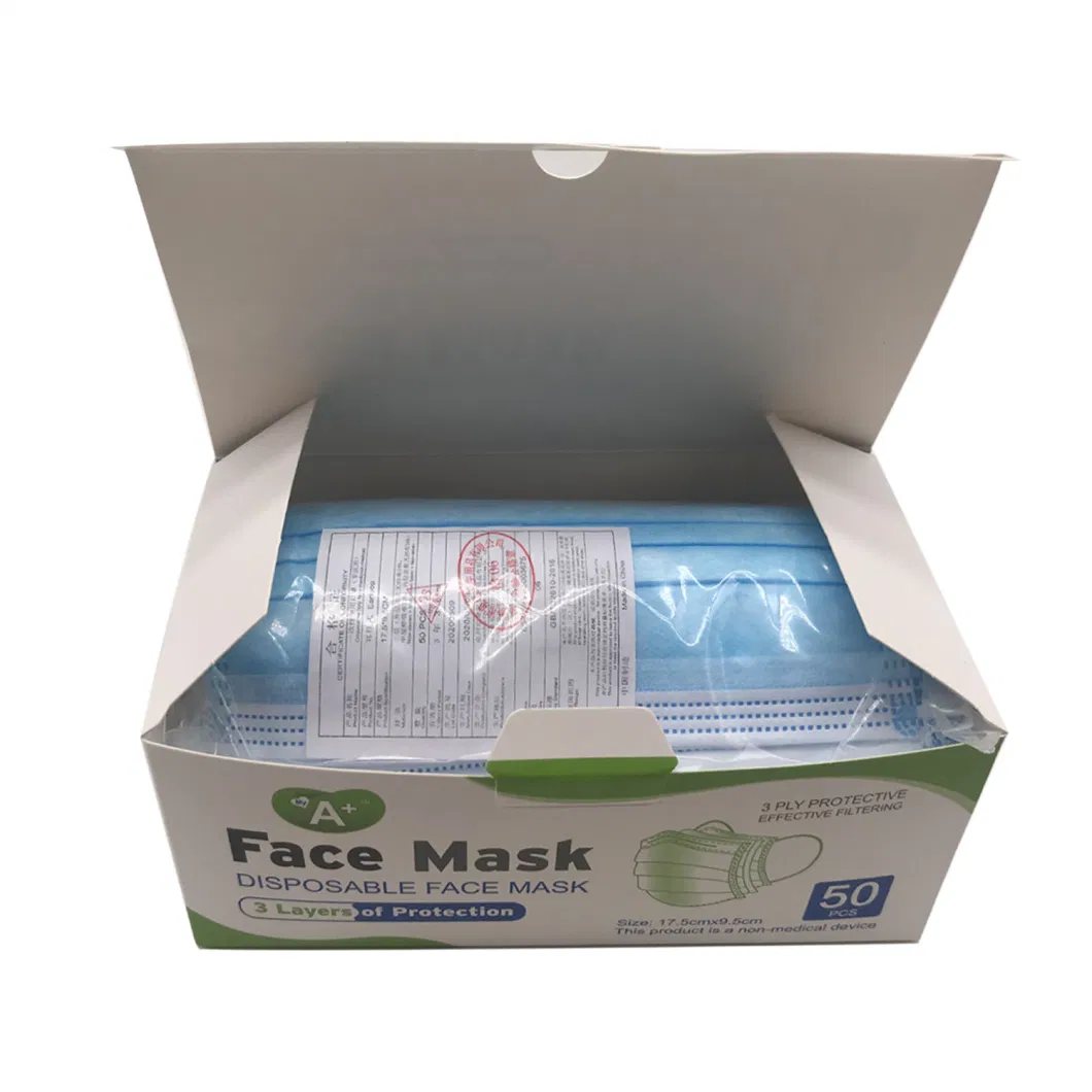 Wholesale Disposable 3ply Nonwoven Respiratory Face Mask with Ear Loops