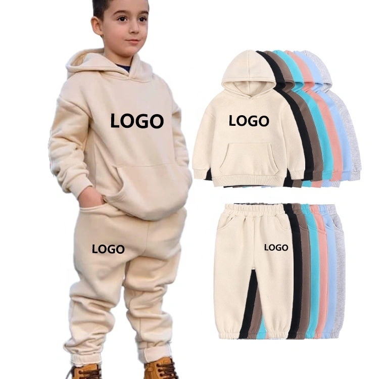 New Arrival Boys Hoodies Sweatpants Designer Jogging Sets Custom Logo Boys Fleece Sweatsuits Tracksuits Winter Sets Kids Clothing Children Apparel