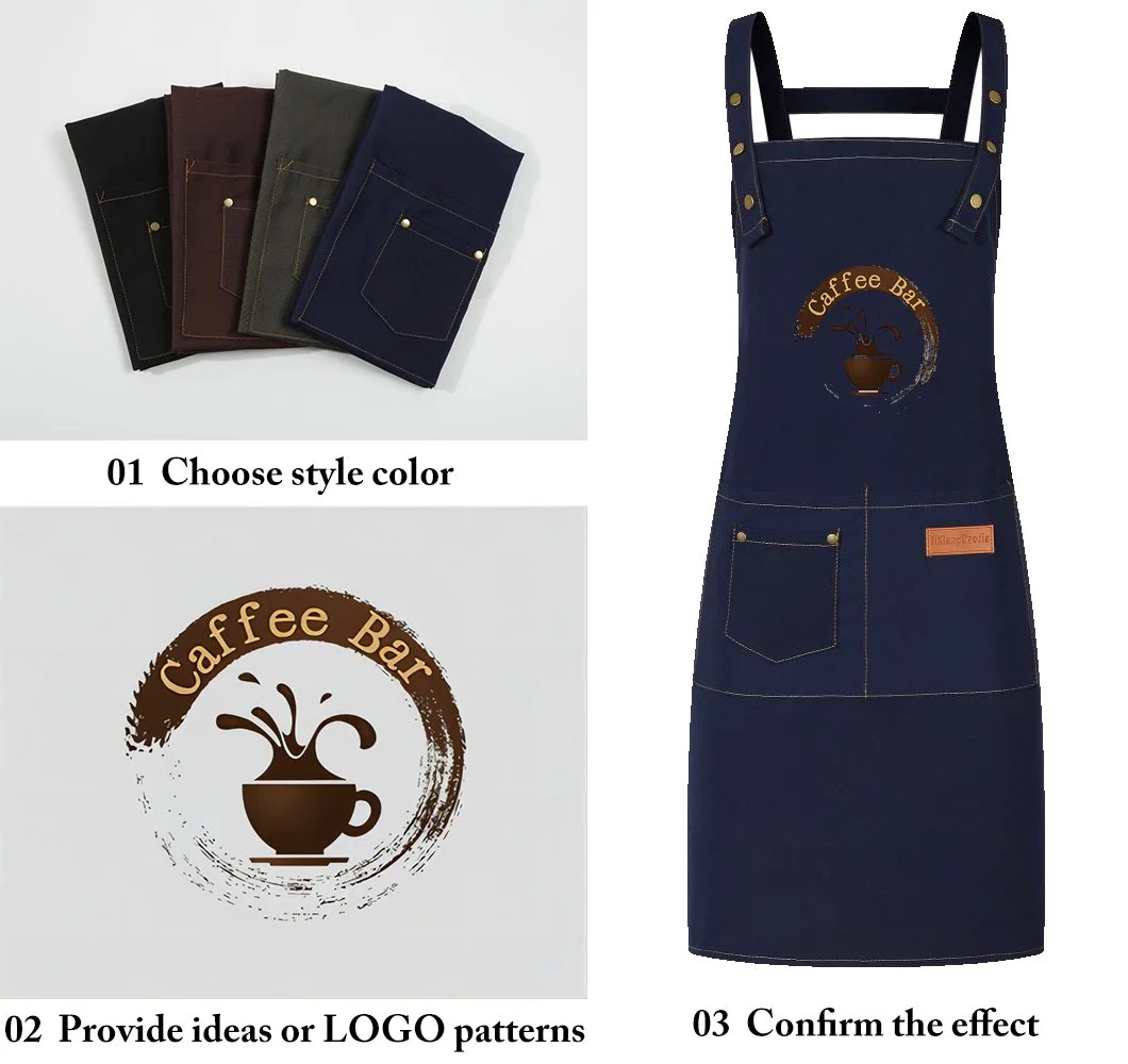 Ss-065 Double Shoulder Canvas Four-Button Waterproof Apron 380g