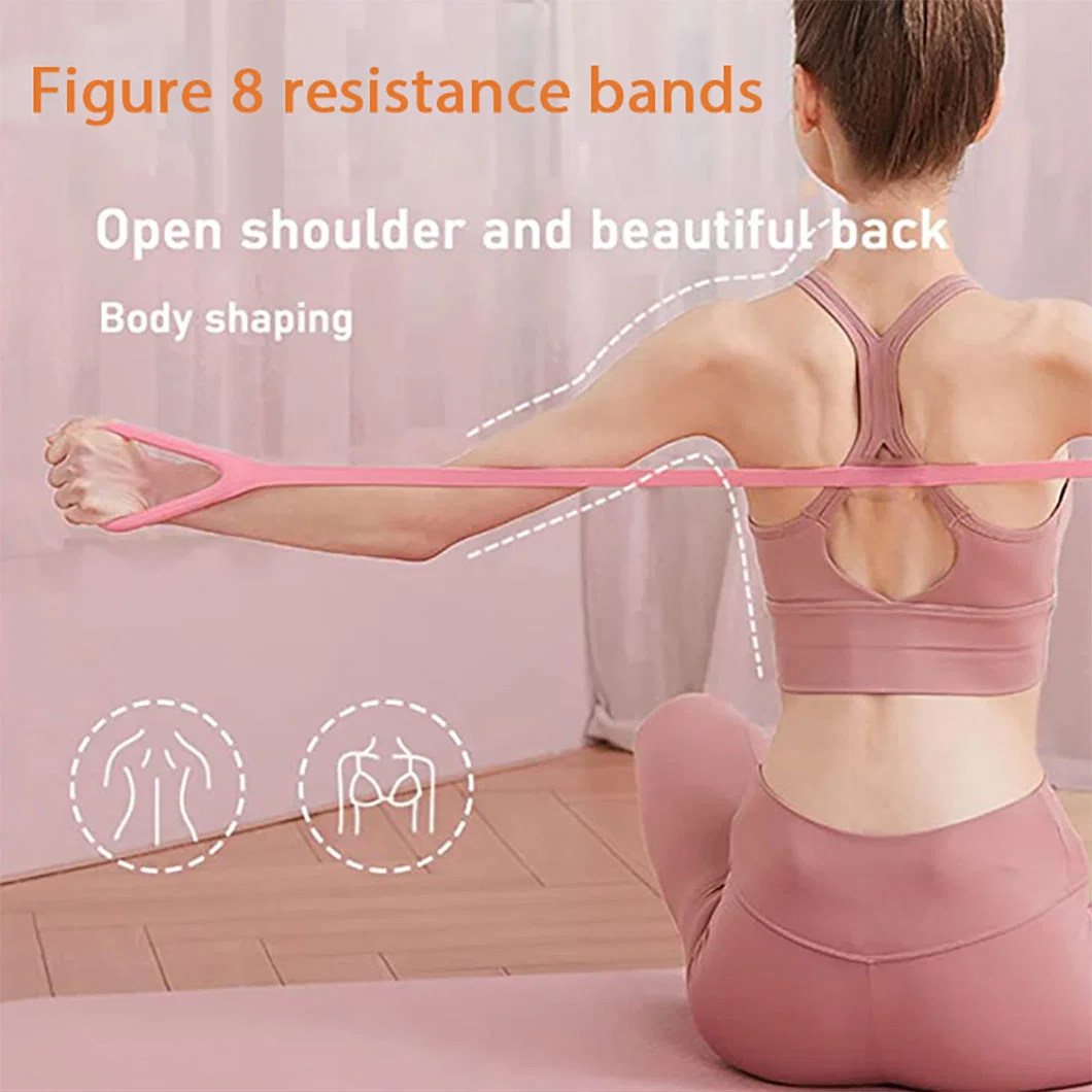 Hot Sale 8 Word Shape Stretch Belt Indoor Yoga Jelly Exercise Fitness Resistance Band, Sports Exercise Resistance Loop Yoga Band