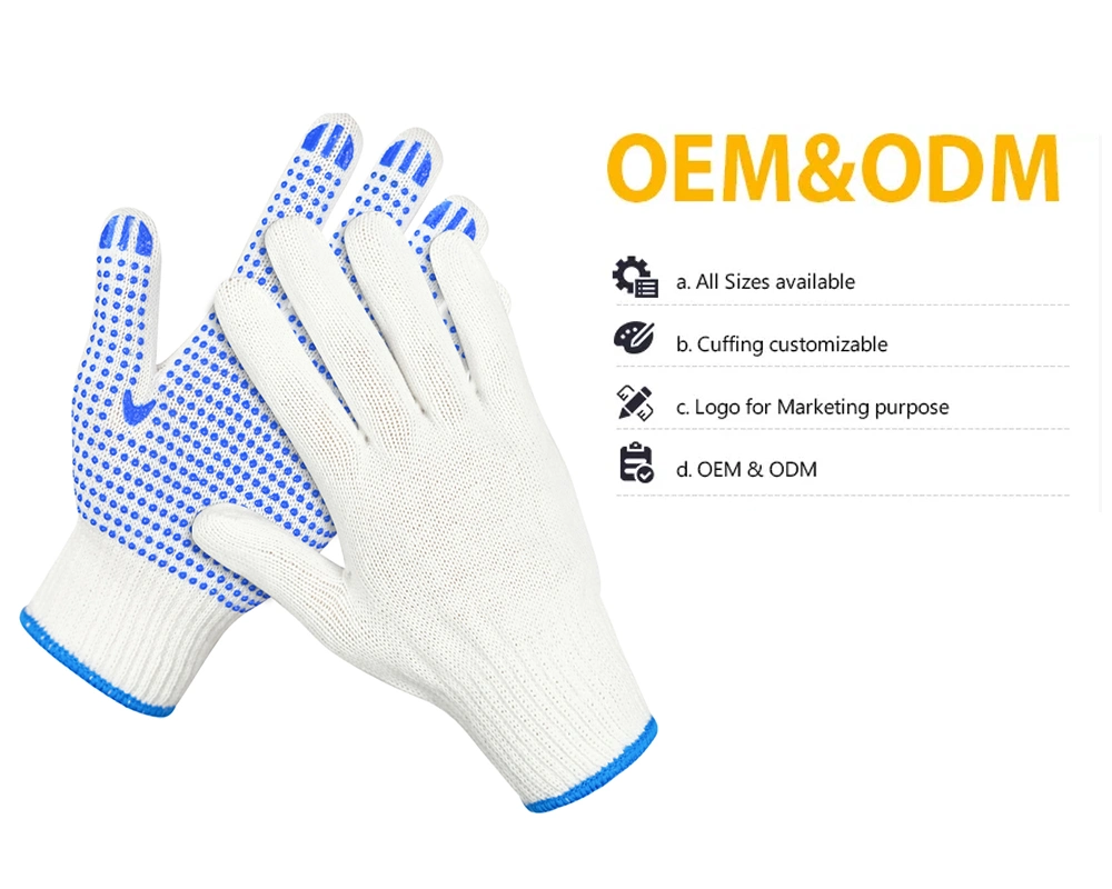 Wholesale Customized Safety/Labor/Work/Working Guantes PVC/Dotted/Dots Cheap Price Cotton Knitted Hand Gloves Industrial/Construction