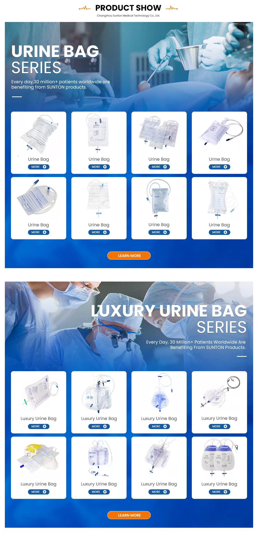 Sunton China Ostomy Drainage Bag Manufacturing High Standard 2000ml Medical Adult Portable Urine Collection Bag Best Catheter Leg Bag Medical Drainage Bags