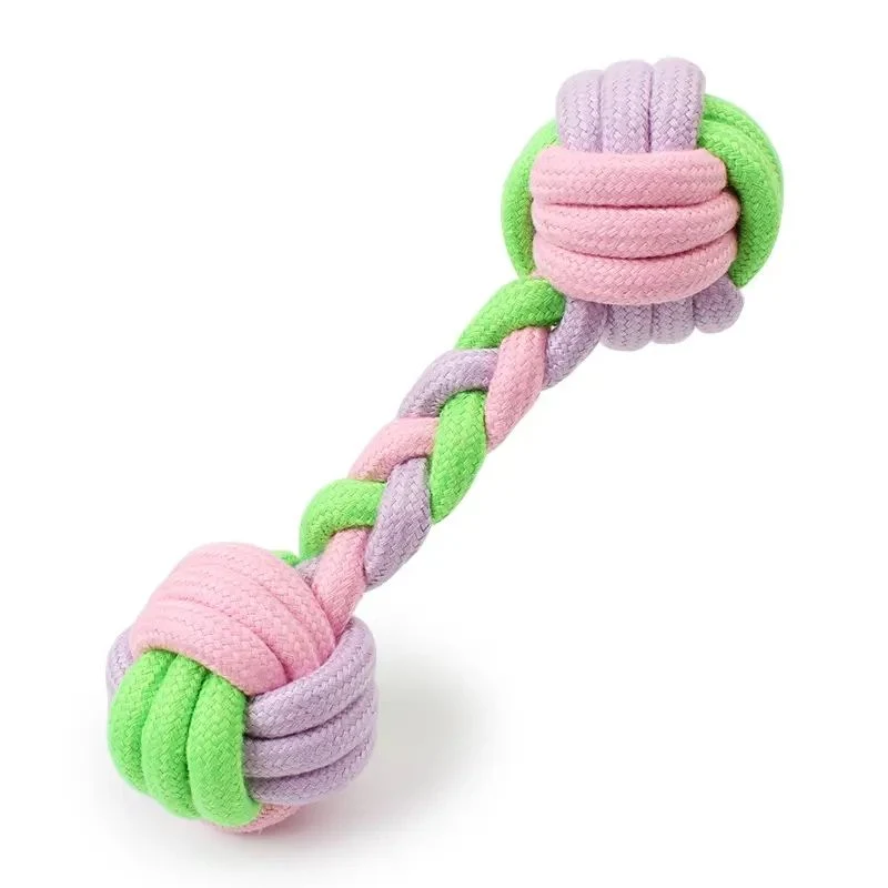 Cat Dog Chew Toy Macaron Cotton Rope Toy Molar Teeth Cleaning Pet Treat Toys Ball with Cotton Rope for Chewing