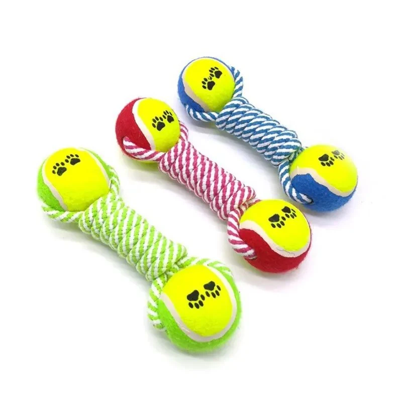 Cat Dog Chew Toy Macaron Cotton Rope Toy Molar Teeth Cleaning Pet Treat Toys Ball with Cotton Rope for Chewing