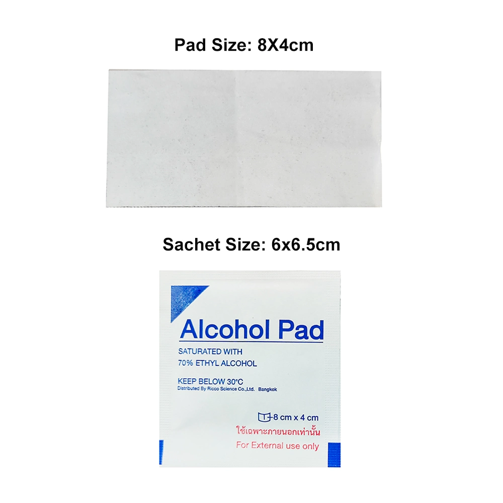 2024 Medical 70% Ethyl Alcohol Pads 8X4cm Sterile Isopropyl Alcohol Prep Pad for Disinfection Use