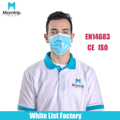 Lista blanca barata CE Azul Blanco y Negro Color de rosa mayorista personalizado Earloop desechables Mascarilla de polvo Nonwoven 3 capas protectoras mascarilla quirúrgica