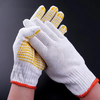 El algodón tejido resistente al mayorista poli puntos recubierto de PVC guantes de seguridad