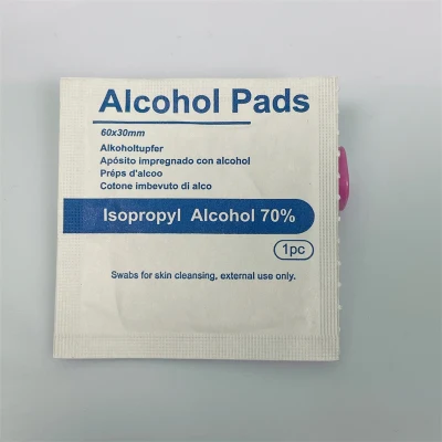 Estériles de gasa con alcohol con un 70% de alcohol isopropílico