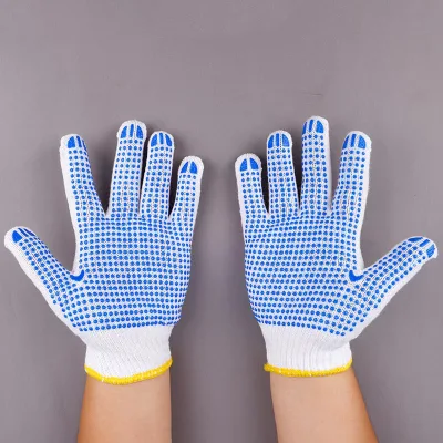 El algodón tejido resistente al mayorista poli puntos recubierto de PVC guantes de seguridad