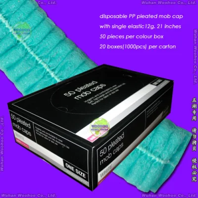 Gorro desechable de PP sin tejer SMS para médico/cirujano/enfermera/trabajador (bouffant/redondo/plisado/rayado/clip).