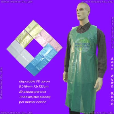 Impermeable Médico / Hospital / Dental / PP / No Tejido / Poli / HDPE / LDPE / Delantal de Plástico Desechable de PE para el Servicio de la Industria de Procesa