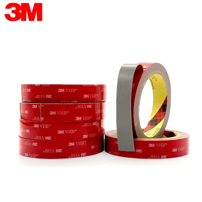 Custom resistente al calor de doble cara, alta adherencia de espuma acrílica de fijación de la cinta de color gris con camisa roja Película