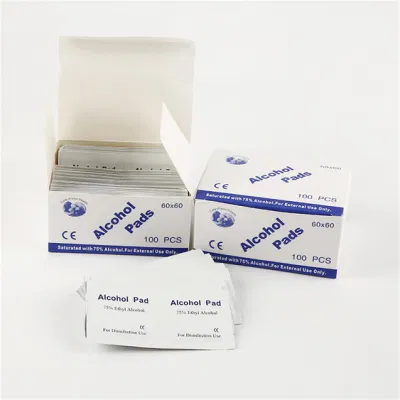 El alcohol de 60-Pack de pastillas de preparación para la gran envasadas individualmente el 75% Alcohol isopropílico toallitas 2 pliegues hisopos de alcohol para botiquín de primeros auxilios, en casa, el uso de la clínica
