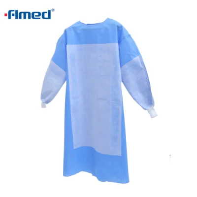 El nivel de la AAMI 2 3 En el PP Ssmms13795 SMS Spun Lace Non-Woven quirúrgicos desechables médicos de refuerzo mandil bata bata de aislamiento de la norma ISO13485 CE